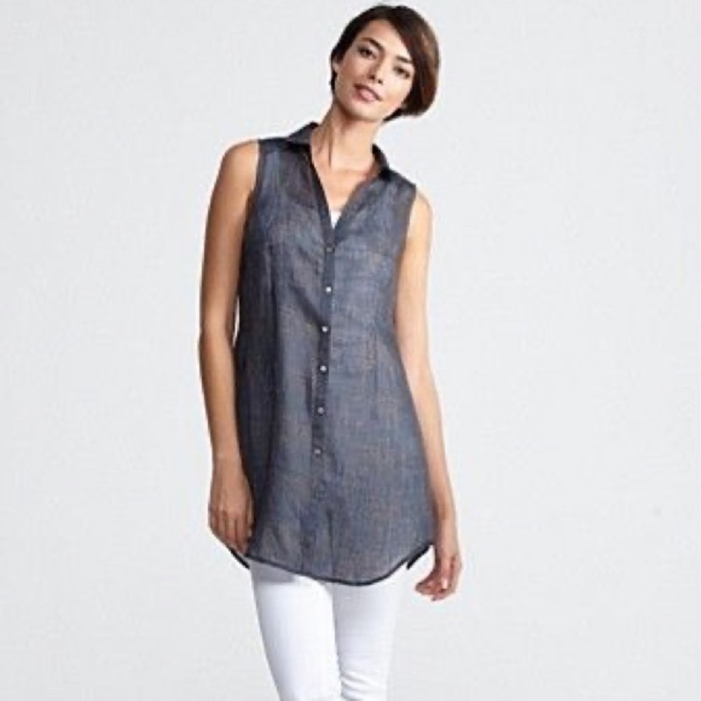 Eileen Fisher Illusion Printed Ramie Classic Large